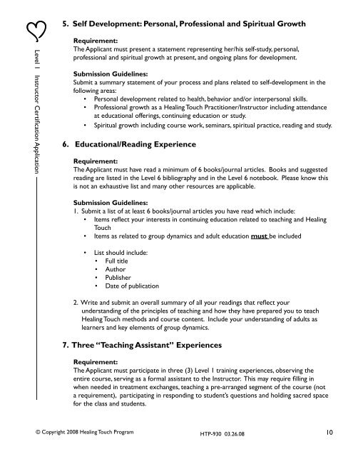 Appendix - Healing Touch Program