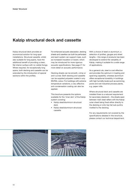 Kalzip structural deck and cassette
