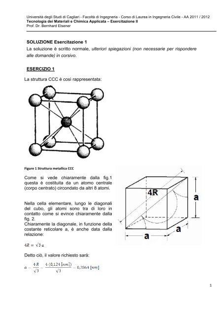 SOLUZIONE Esercitazione 1 La soluzione Ã¨ scritto normale ... - DipCIA