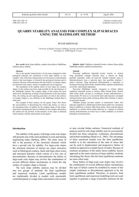 quarry stability analysis for complex slip surfaces using the ...