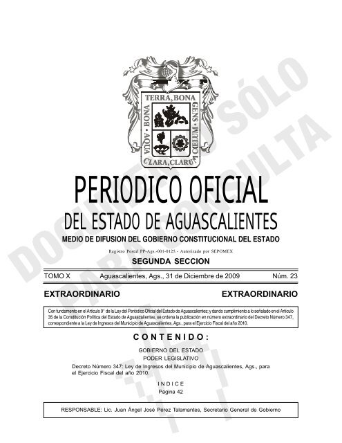 Periodico Oficial Num. 23 Extraordinario, 31 Diciembre 2009 ...