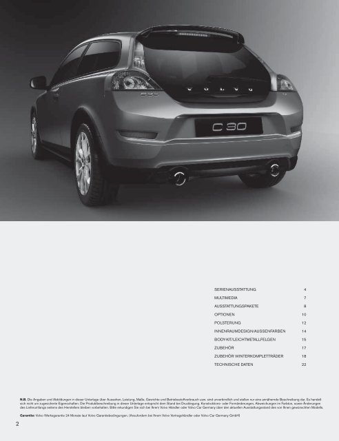 Preisliste Volvo C30