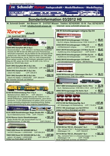 Sonderinformation H0 3/2012 (pdf; 3,0 MB - W. Schmidt GmbH