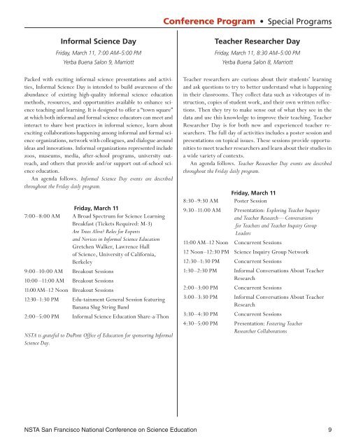 San Francisco Program, Vol. 2: Friday - National Science Teachers ...