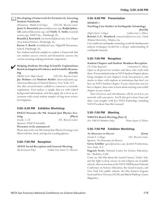 San Francisco Program, Vol. 2: Friday - National Science Teachers ...