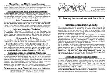 Pfarrbrief 29 - 04.09. - Pfarrgemeinde St. Martin, Bad Orb