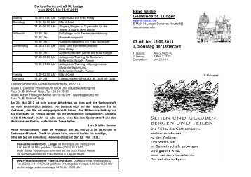Brief an die Gemeinde St. Ludger 07.05. bis 15.05.2011 3. Sonntag ...