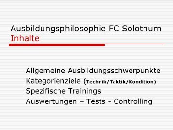 Ausbildungsphilosophie FC Solothurn Inhalte