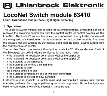 LocoNet Switch module 63410 - Uhlenbrock