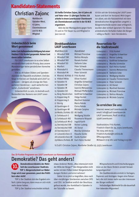 Wahlzeitung - Alternative Kommunalpolitik