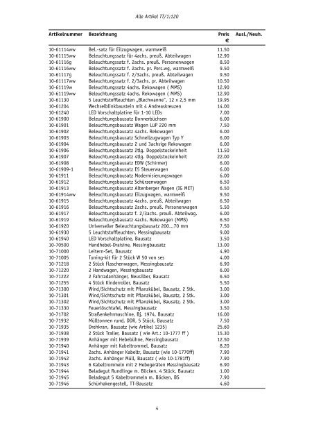 Preisliste - TT-Koch