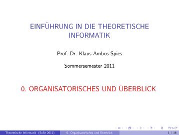 einführung in die theoretische informatik 0. organisatorisches und ...