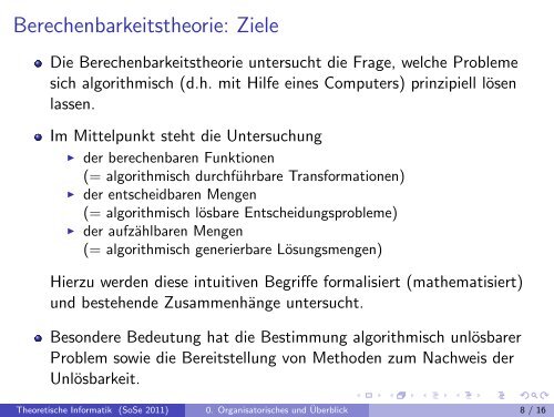 einführung in die theoretische informatik 0. organisatorisches und ...