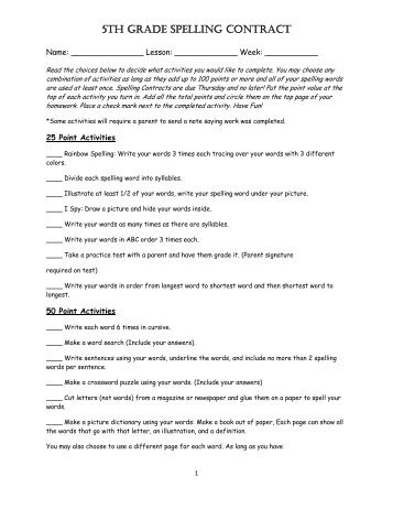 Chandelier Lighting Fixtu 5th Grade Spelling Contract