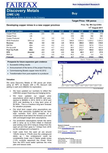 Developing Boseto Copper Mine, Fairfax IS Plc - Discovery Metals ...