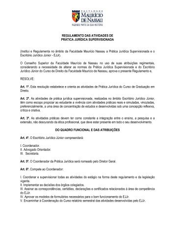 Regulamento-EJJr1 - Curso de Direito da Faculdade MaurÃ­cio de ...