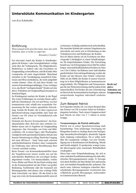 Unterstützte Kommunikation im Kindergarten