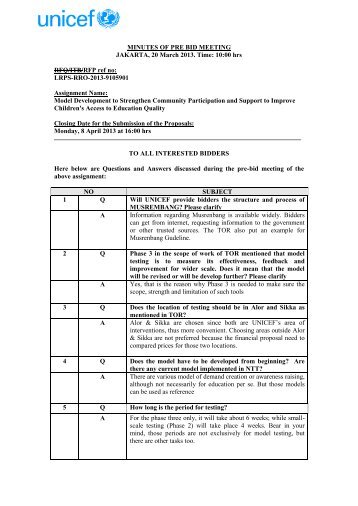 Minutes of Pre Bid Meeting - UNDP