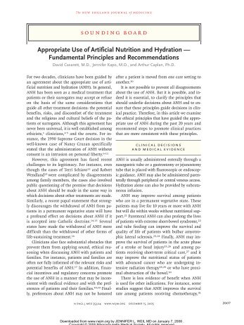 Appropriate Use of Artificial Nutrition and Hydration — Fundamental ...