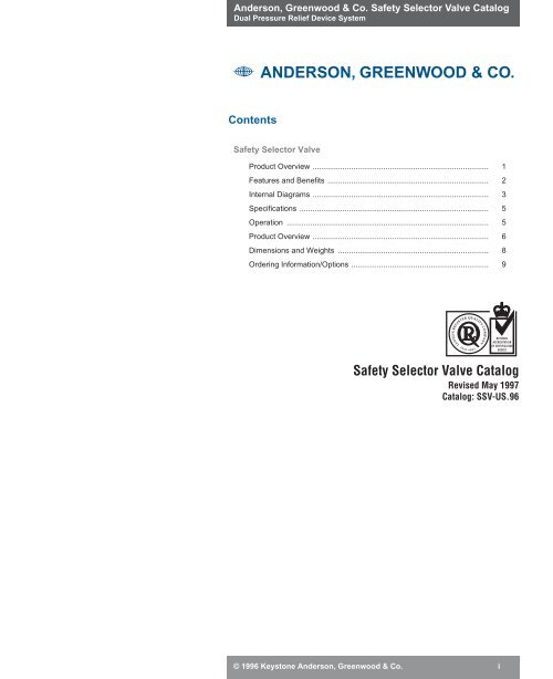 Tyco Crosby Safety Selector Valve datasheet - Askalon