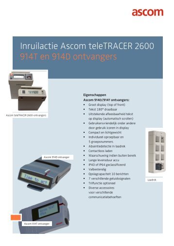 914T en 914D ontvangers Inruilactie Ascom teleTRACER 2600