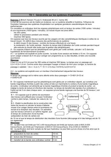 Généralités sur les systèmes d'exploitation traitement Entrées Sorties