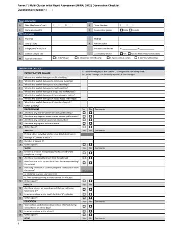 MIRA Observation Checklist