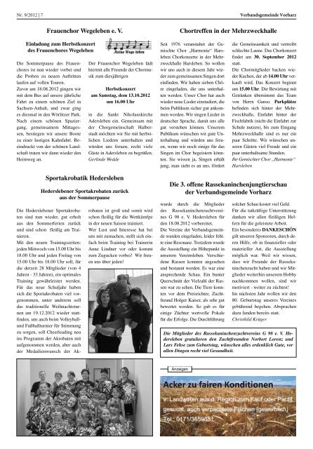 Amtsblatt - Verbandsgemeinde Vorharz