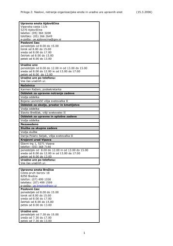 Priloga 2: Naslovi, notranje organizacijske enote in ... - Upravne enote