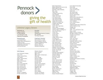 Pennock donors - Pennock Health Services