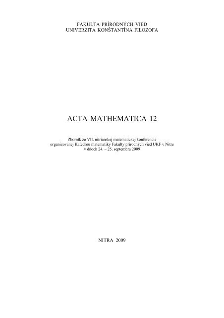 n - Katedra matematiky FPV UKF v Nitre