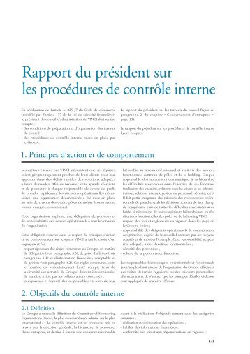 Rapport du prÃ©sident sur les procÃ©dures de contrÃ´le interne - Vinci