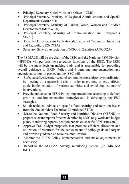 ZANZIBAR FOOD SECURITY AND NUTRITION POLICY - Kilimo