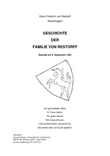 Geschichte der Familie von Restorff