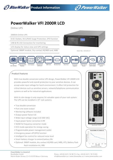 PowerWalker VFI 2000R LCD - PowerWalker UPS