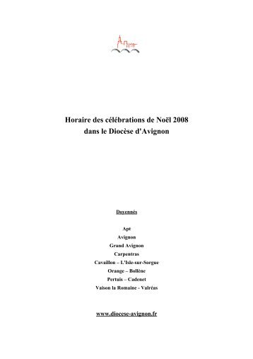 Horaire des messes de NoÃ«l dans le DiocÃ¨se - DiocÃ¨se d'Avignon