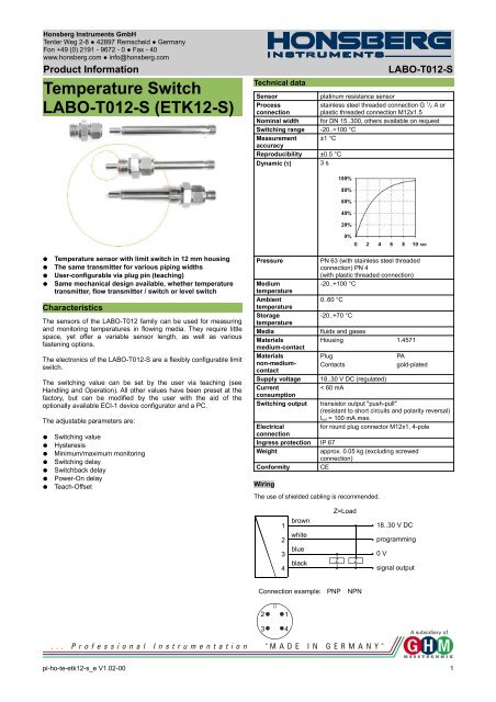 Download a datasheet for the LABO Temperature Switch here..