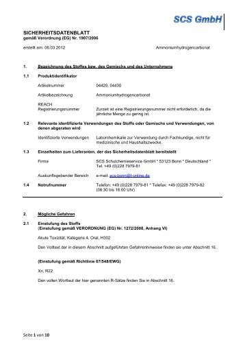 Ammoniumhydrogencarbonat - MBM Lehrmittel