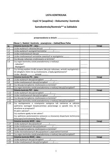 Lista kontrolna CZ IV wspÃ³lna