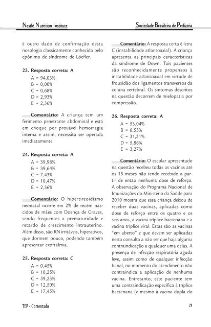 TEP 2010 - Sociedade Brasileira de Pediatria