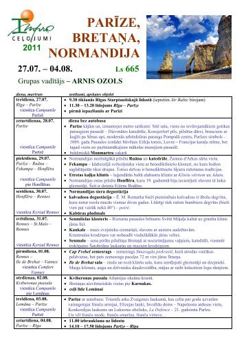 PARĪZE, BRETAŅA, NORMANDIJA