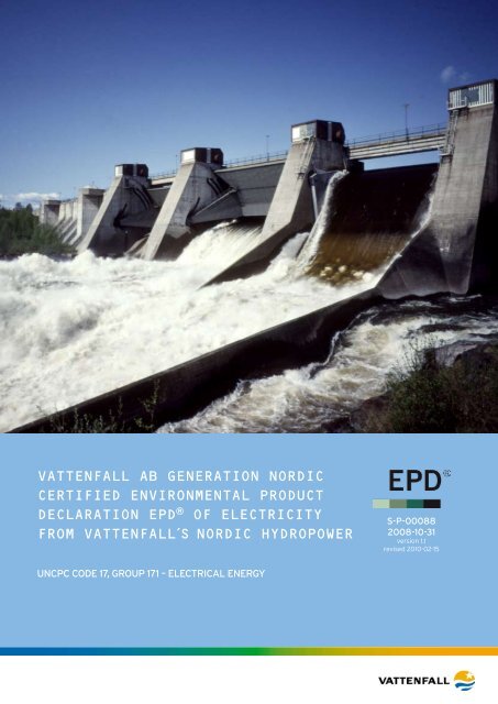 Vattenfall aB GeneRatIOn nORDIC CeRtIfIeD enVIROnmental ...