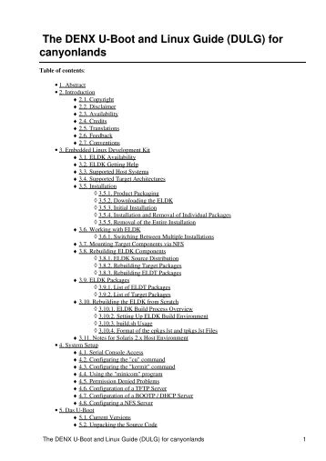 The DENX U-Boot and Linux Guide (DULG) for canyonlands - Lysator