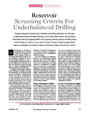 Reservoir Screening Criteria for Underbalanced Drilling