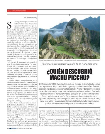 QUIÉN DESCUBRIÓ MACHU PICCHU? - El Siglo
