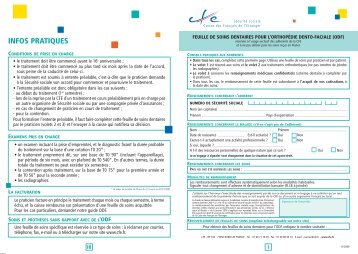 Feuille de soins dentaires pour l'orthopÃ©die dento-faciale (ODF)