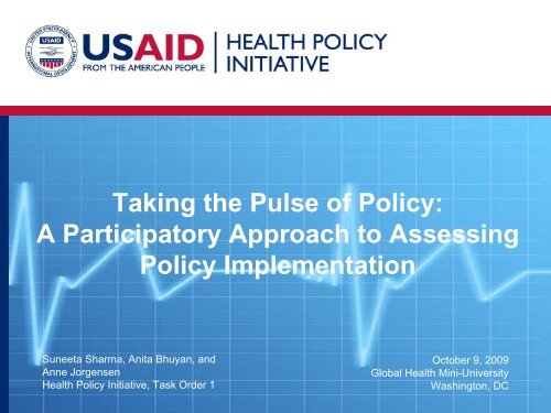 Taking the Pulse of Policy: A Participatory Approach to Assessing ...