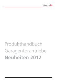 Produkthandbuch Garagentorantriebe Neuheiten 2012