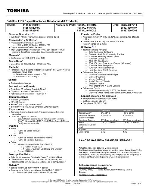 Detail Product Spec Template. - STE ComputaciÃ³n