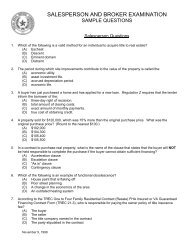 salesperson and broker examination sample questions - Texas Real ...